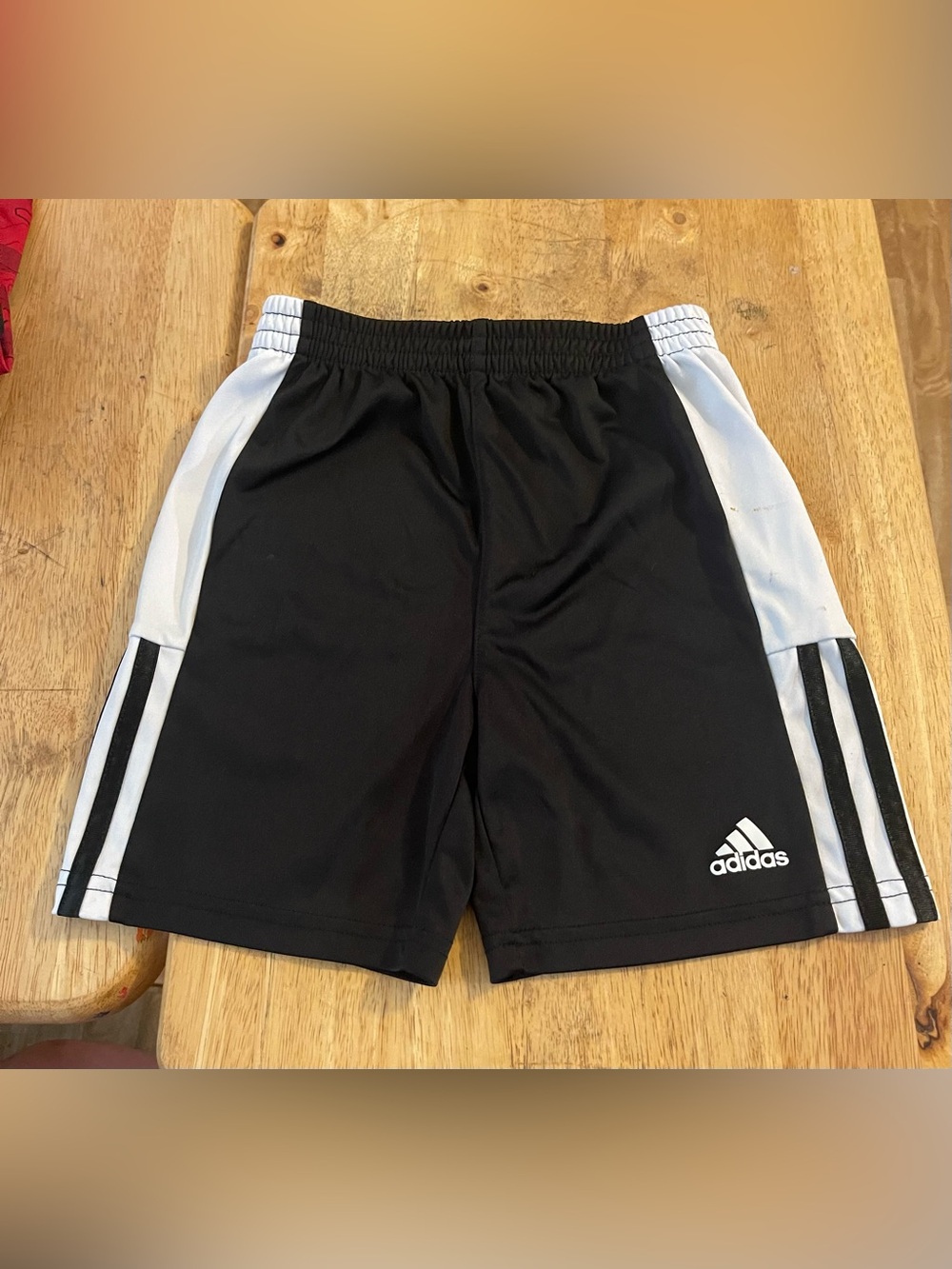Adidas Boys Athletic Shorts Black White Stripes size 6